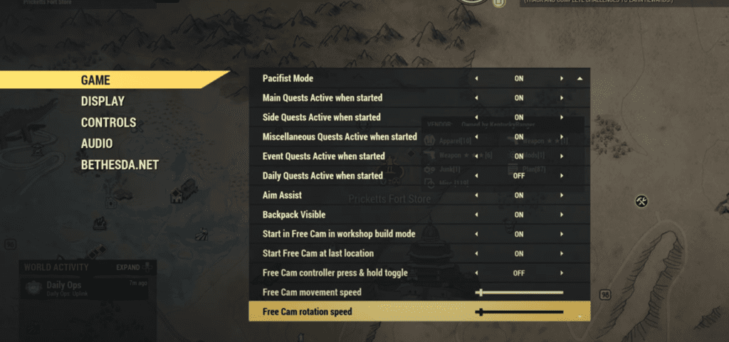 Fallout 76 free cam mode