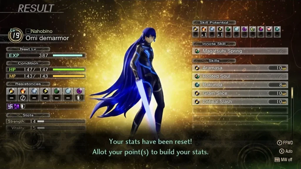 Stats respec in Shin Megami Tensei V : Vengeance