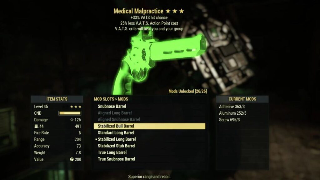 Medical Malpractice Fallout 76 Unlock Mods