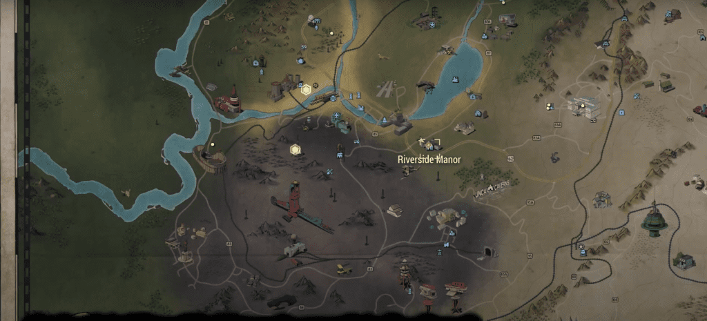 Riverside Manor Fallout 76 location on map