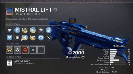 Destiny 2 Mistral Lift God Roll Guide PvE & PvP