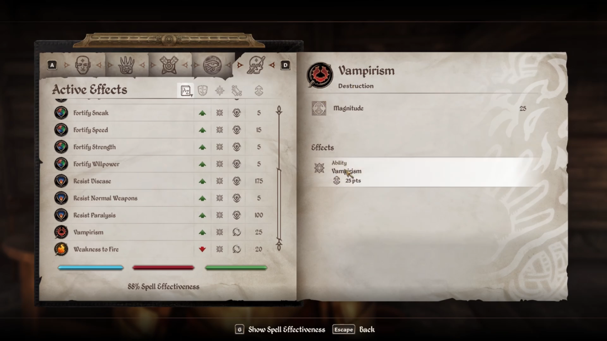 Effects vampirism Oblivion Remastered