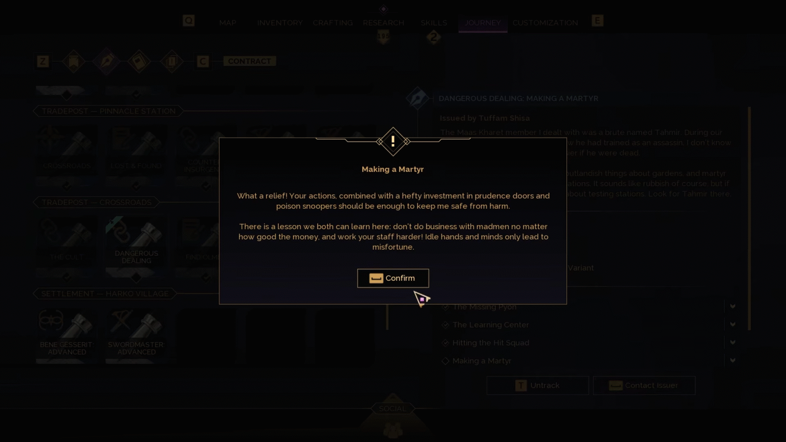 Making a Martyr Dangerous Dealing Contract