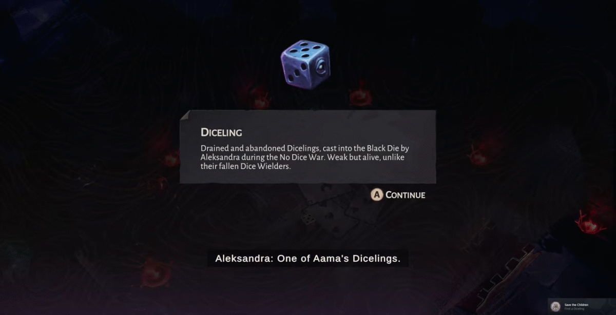 aama side quest diceling information