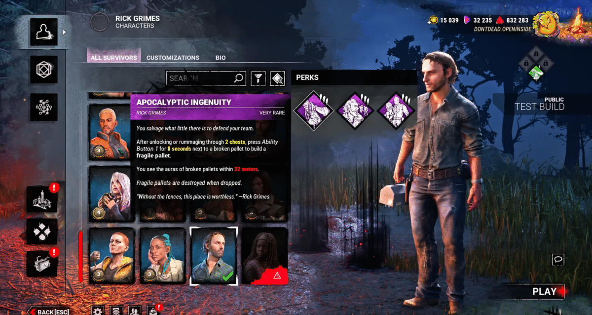 Best Rick Grimes Build Dead by Daylight