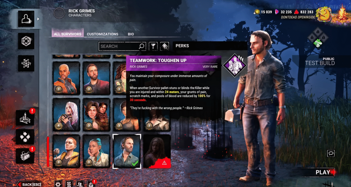 Best Rick Grimes Build Dead by Daylight