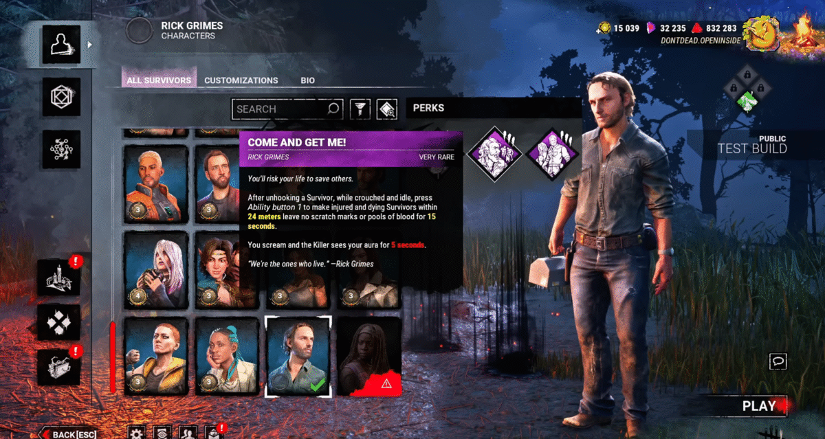 Best Rick Grimes Build Dead by Daylight