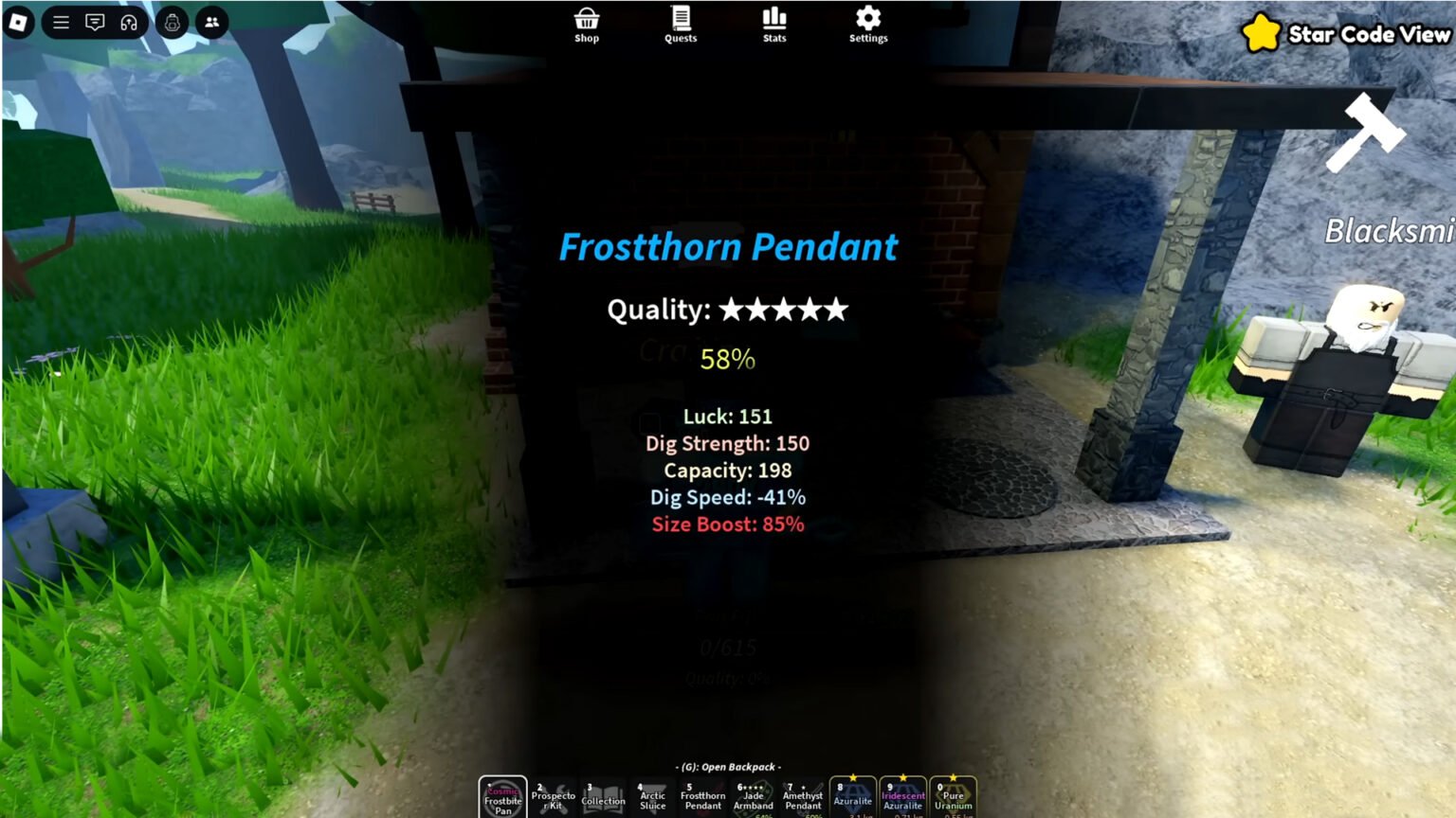 Prospecting Quality Frostthorn Pendant Forging