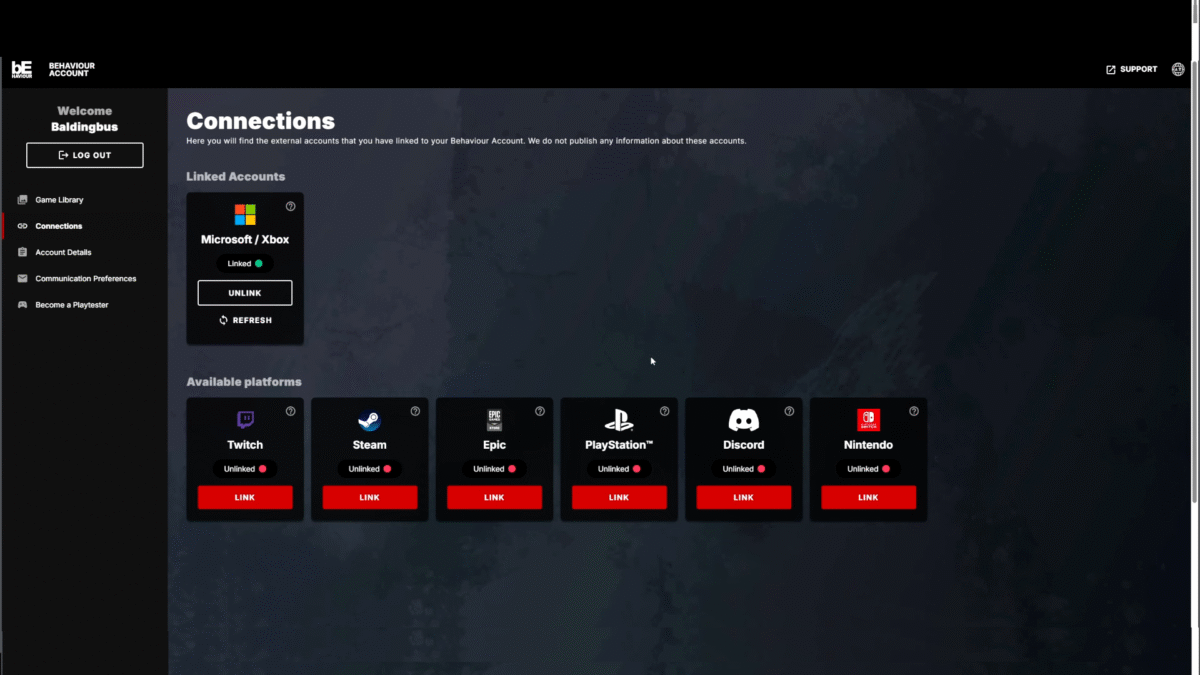 Dead by Daylight, Cross Progression Menu Website (3)
