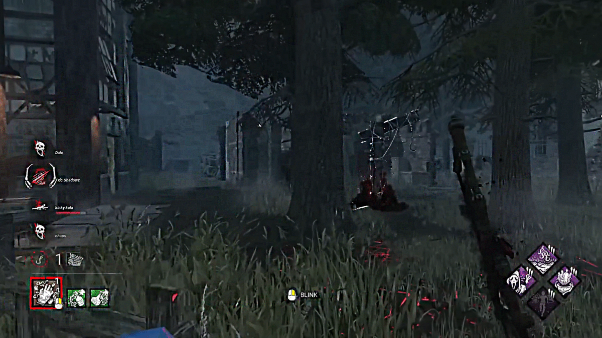 Dead by Daylight, Nurse Gameplay with White Aura Scourge Hook on the Side