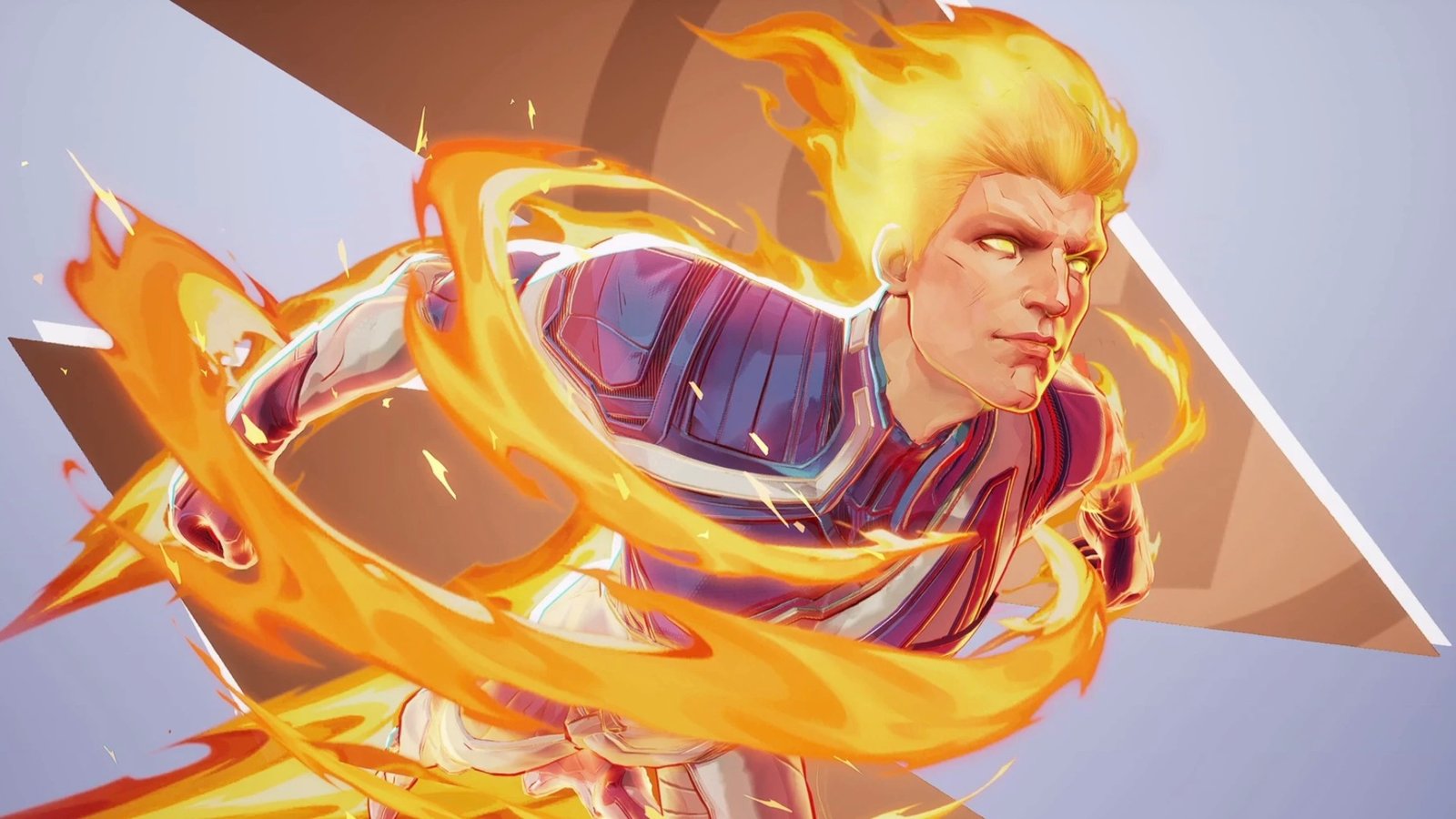 Marvel Rivals screenshot featuring Human Torch's base MVP animation.