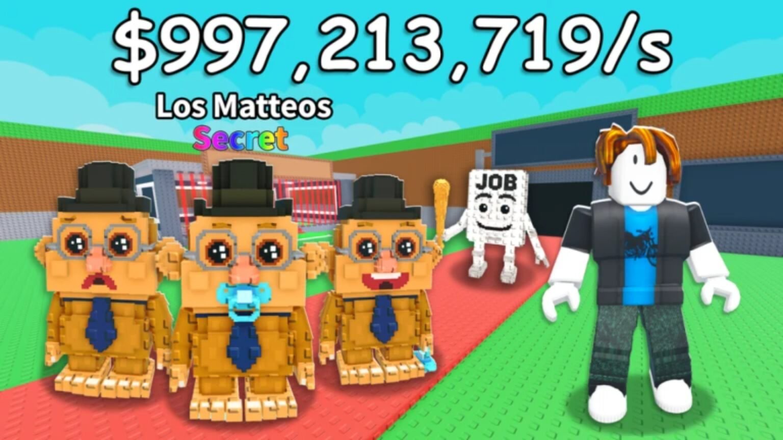Roblox Steal a Brainrot thumbnail featuring Los Matteos.