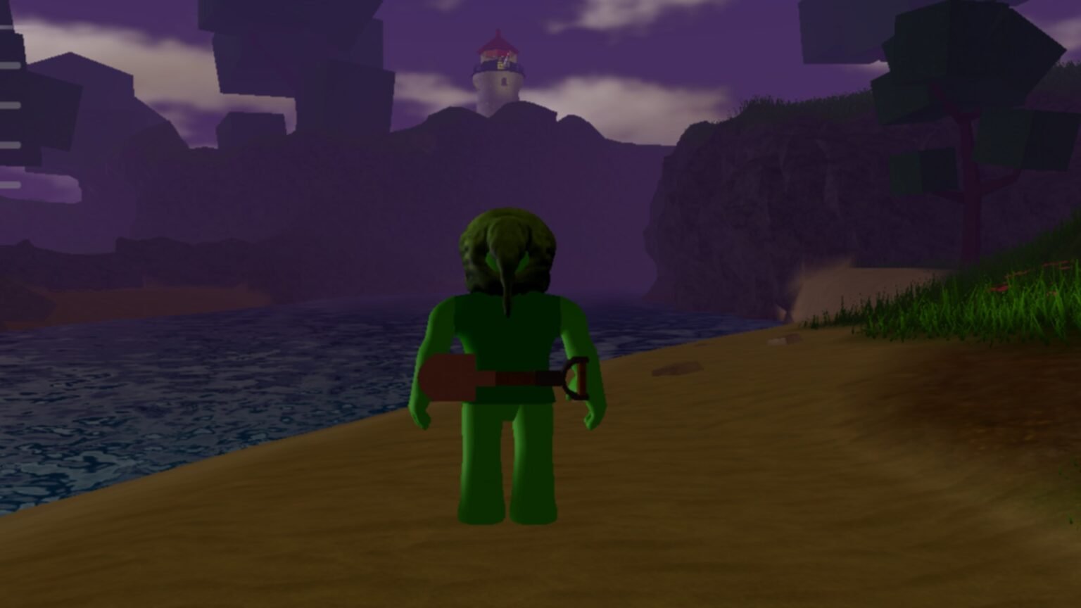 Roblox Prospecting screenshot featuring the player by a water body.