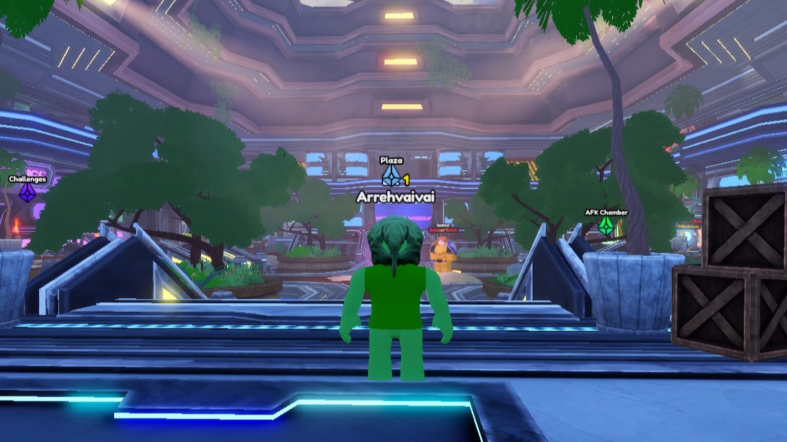 Anime Vanguards screenshot featuring a player at the Vanguardian Hotel.