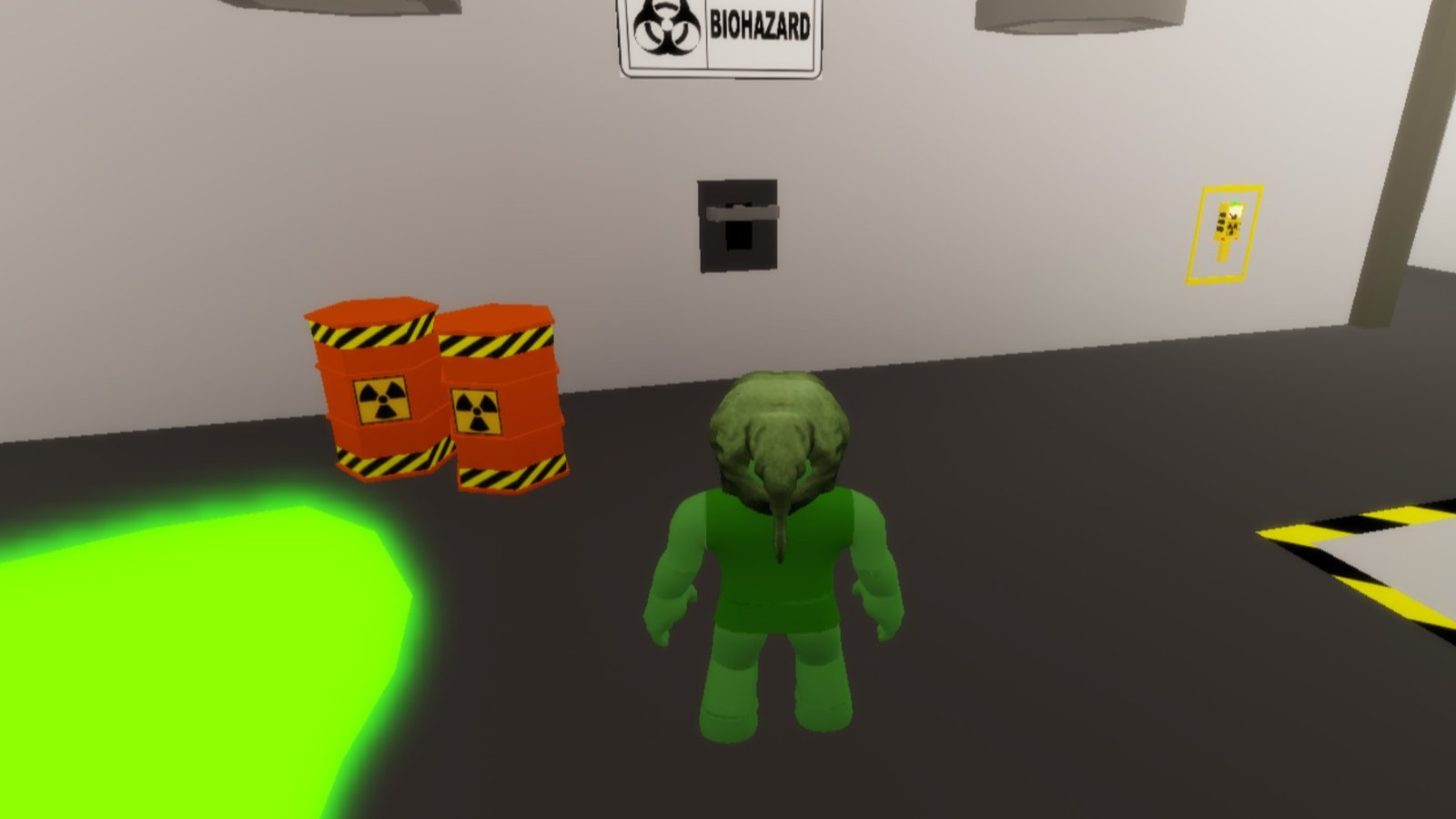 Brookhaven RP screenshot featuring the player inside the Waste Room with the Biohazard Switch in front.