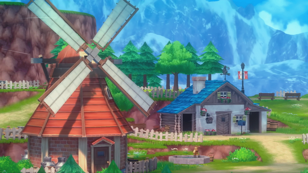 Story of Seasons Grand Bazaar cinamatic view of the Windmill town