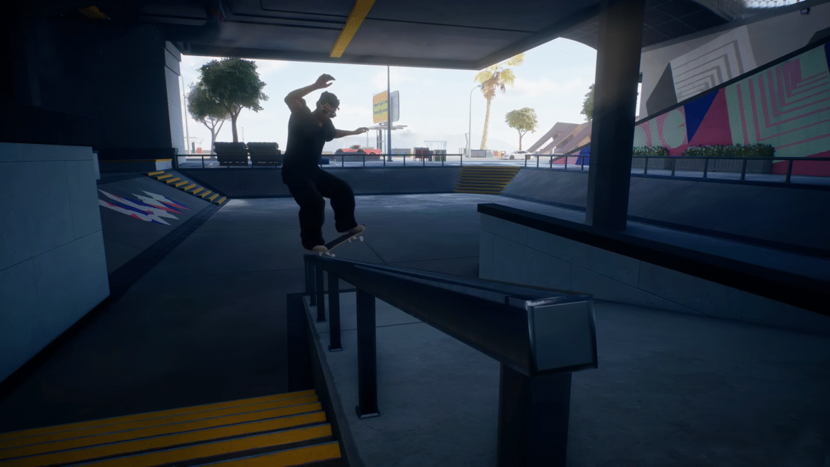 skate. sliding skateboard on rails