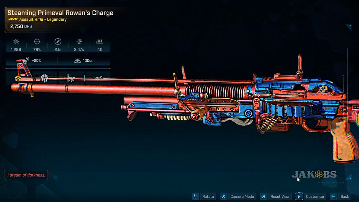 Borderlands 4 Steaming Primeval Rowan's Charge Assult Rifle Legendary Weapon Showcase