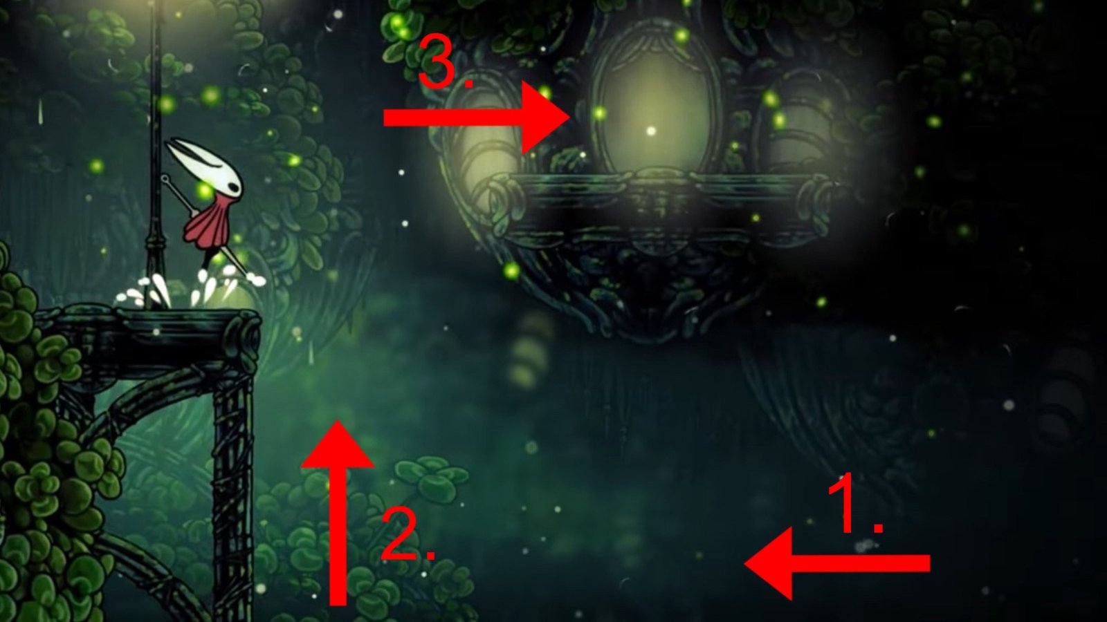 Hollow Knight: Silksong screenshot featuring Hornet heading into a new area inside Verdania.