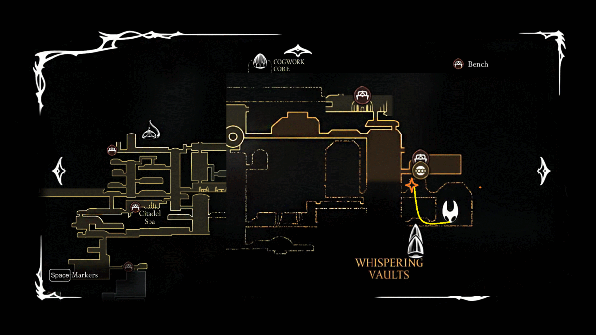 Hollow Knight SIlksong Hidden Mask Shard Whispering vaults