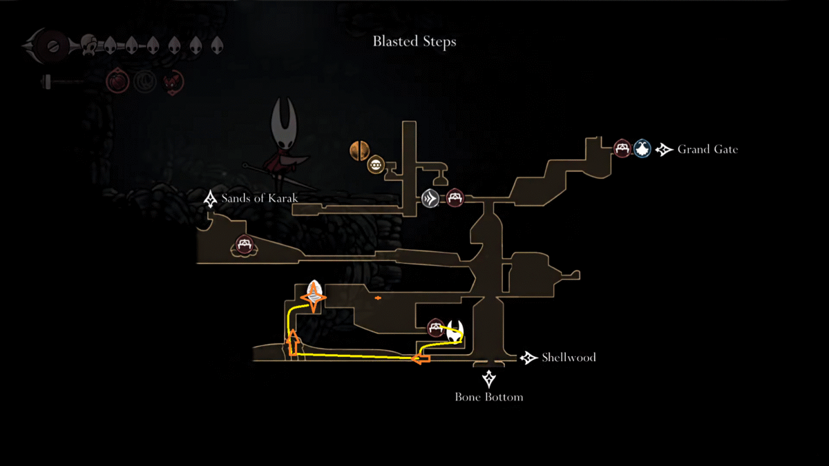 Hollow Knight Silksong Blasted Step Map Mask Shard