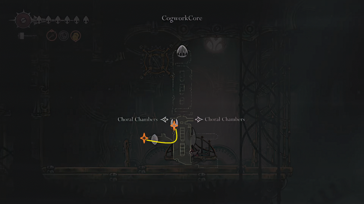 Hollow Knight Silksong Cogwork Core Path to Mask Shard