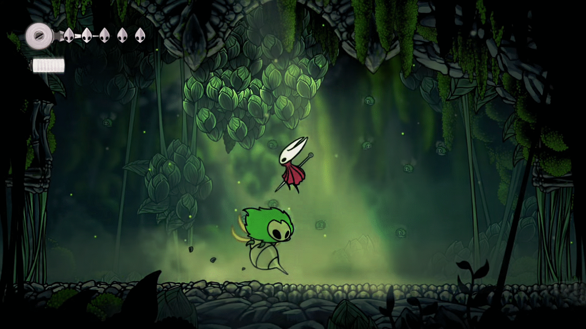 Hollow Knight Silksong Hornet Jumping Over Moss Mother Lunge Attack