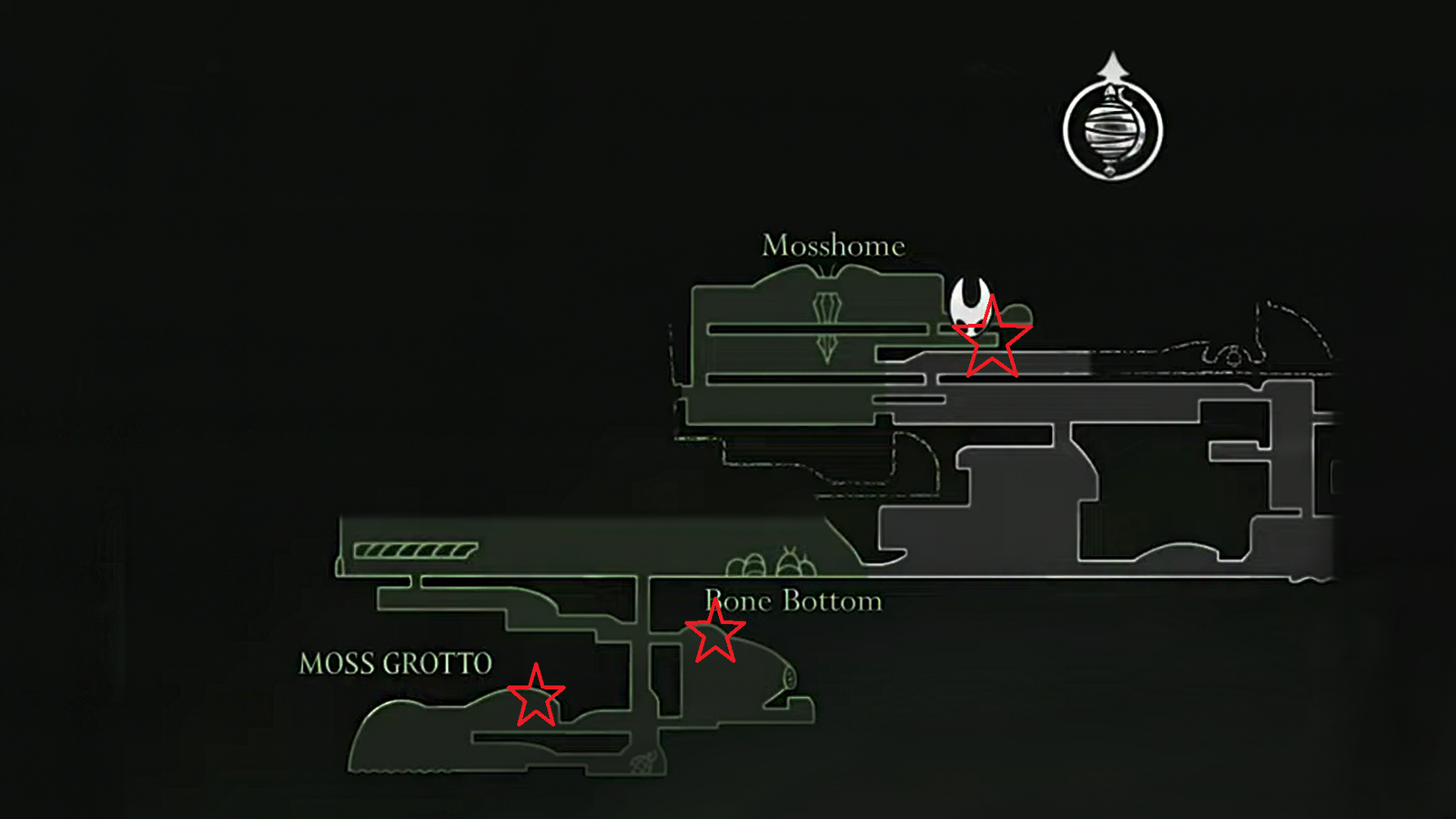 Hollow Knight Silksong Map with All Mossberry Location