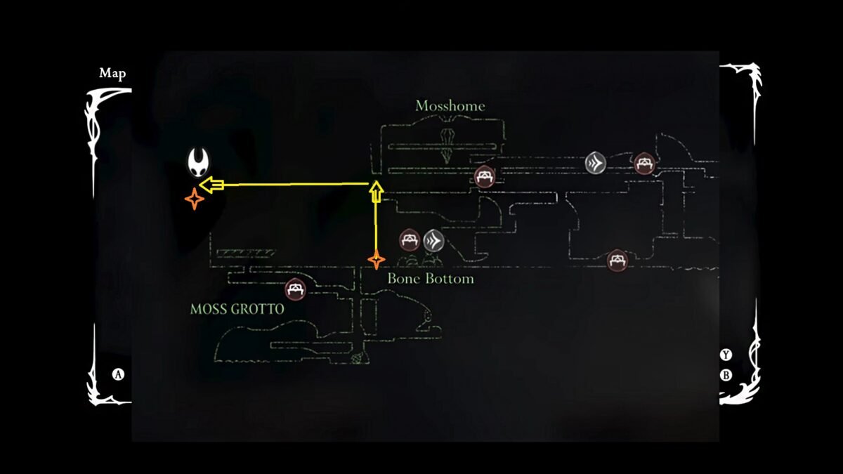 Hollow Knight Silksong, Mask Shard Location Map Bone Bottom