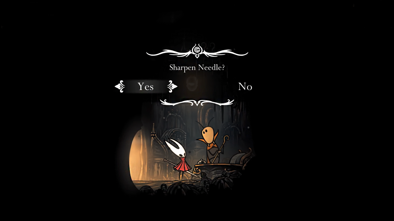Hollow Knight Silksong, Plinney Needlesmith Upgrade Needle Prompt