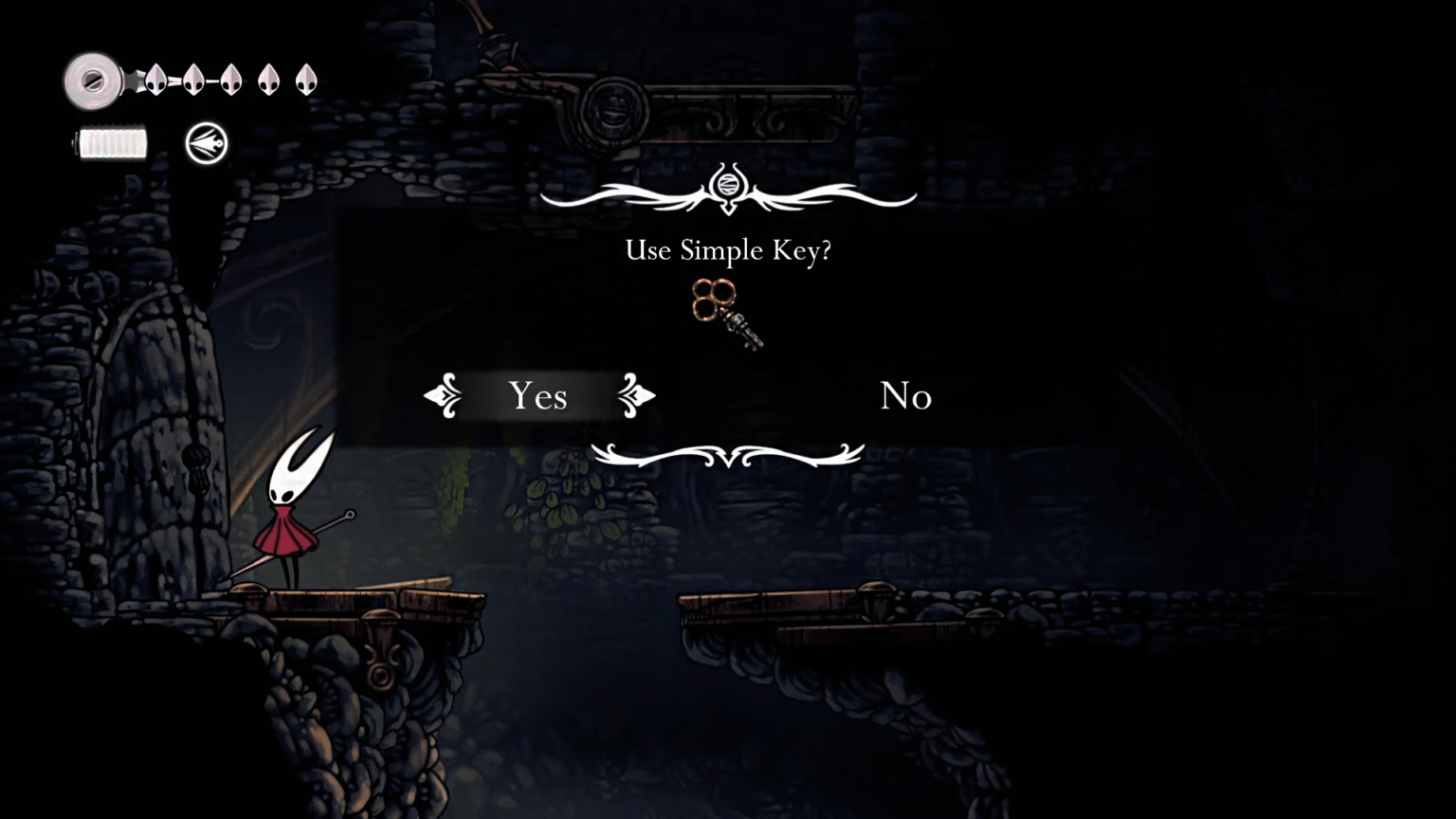 Hollow Knight Silksong Simple Key Door Unlock Prompt