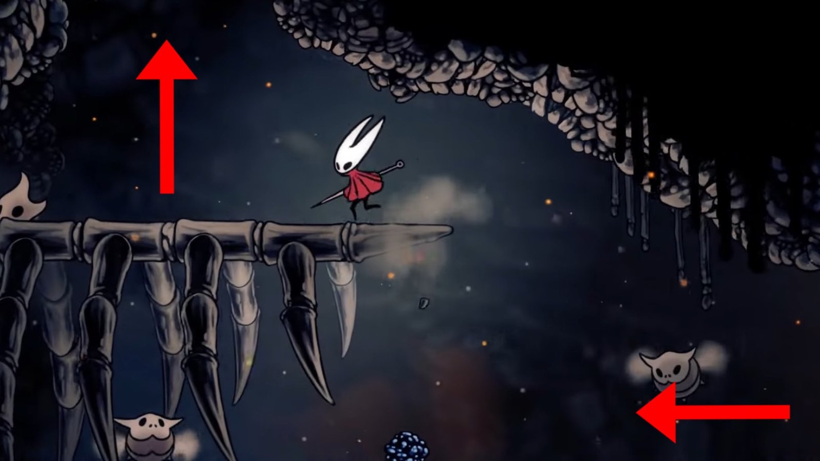 Hollow Knight: Silksong screenshot featuring Hornet on a platform inisde the Marrow.
