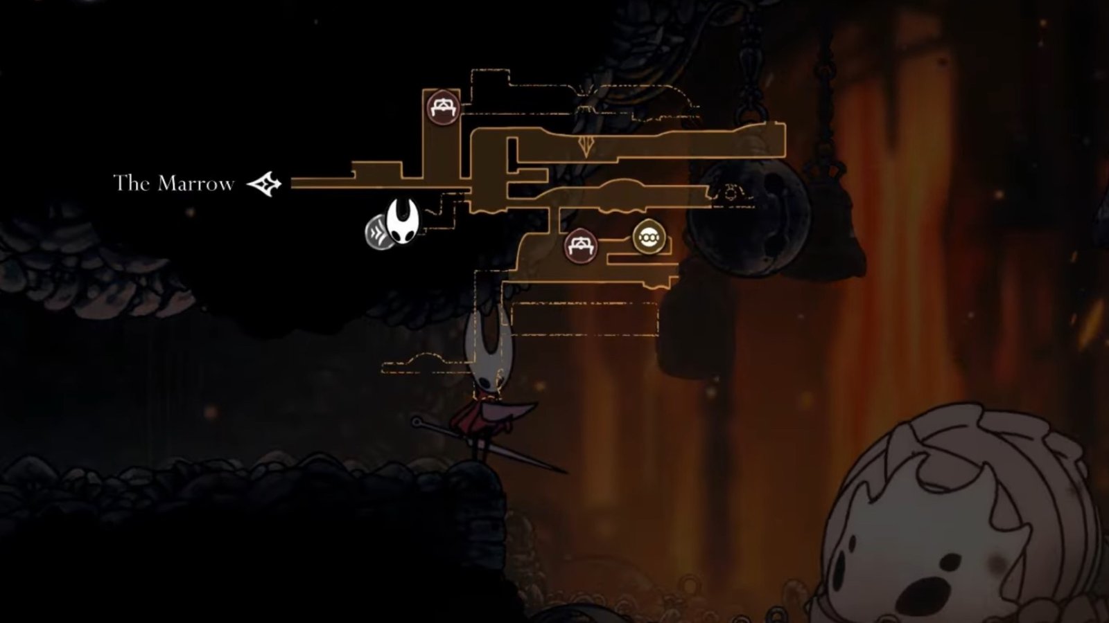 Hollow Knight: Silksong screenshot featuring the Deep Docks map.