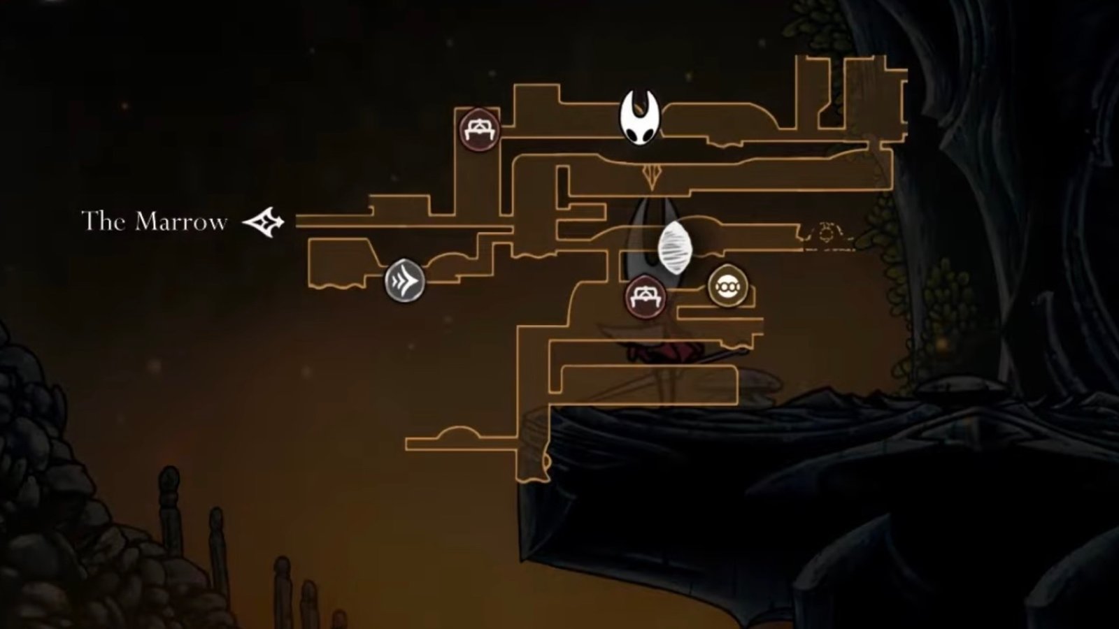 Hollow Knight: Silksong screenshot featuring the Deep Docks map.