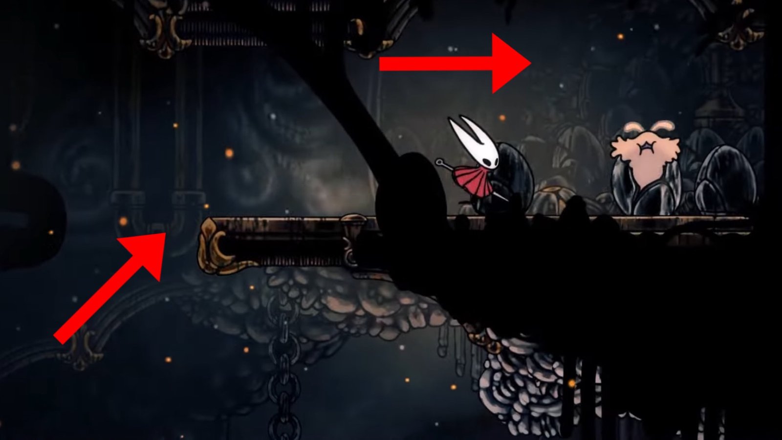 Hollow Knight: Silksong screenshot featuring Hornet at the third Lost Flea.