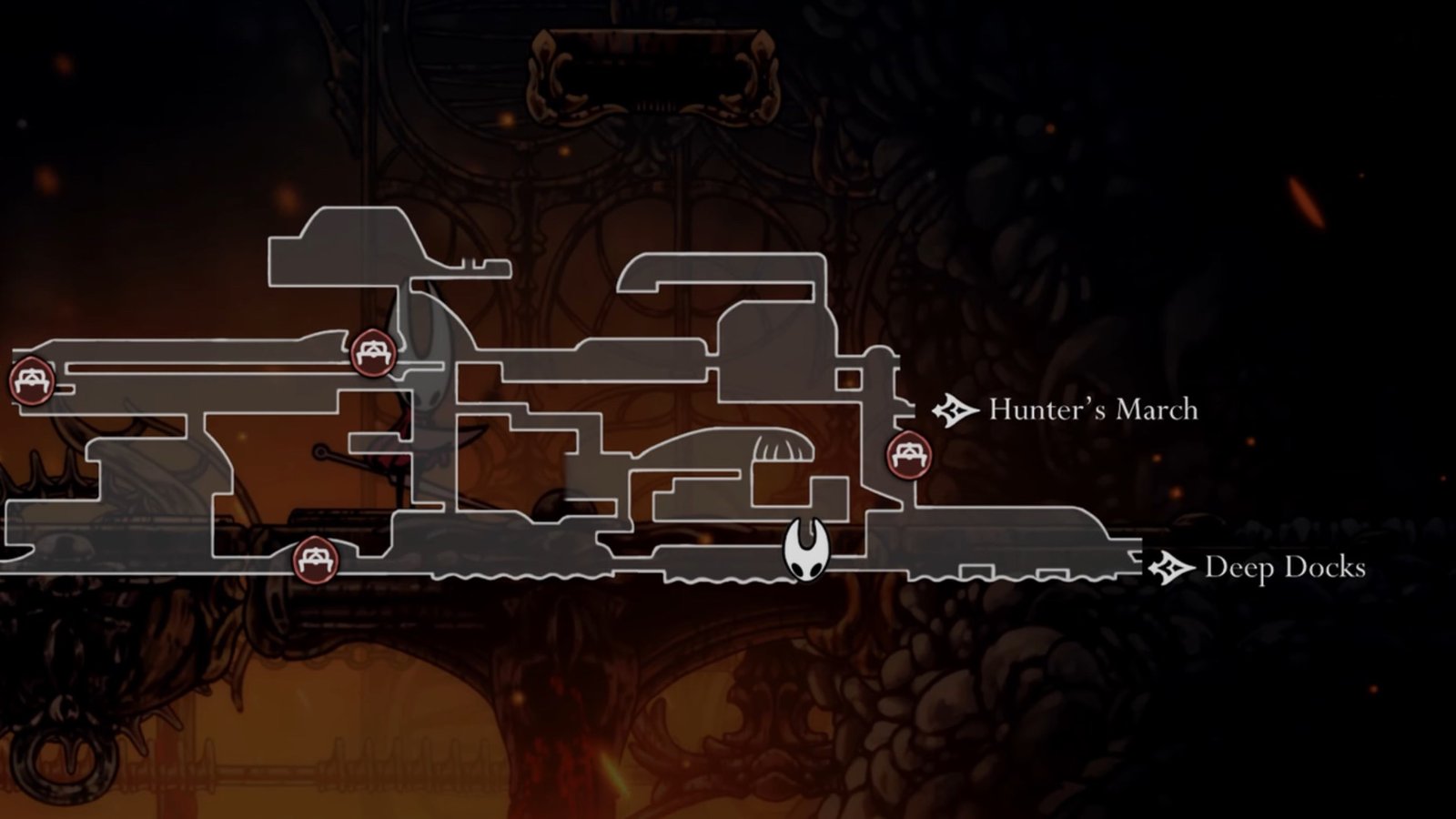 Hollow Knight: Silksong screenshot featuring the Marrow map.