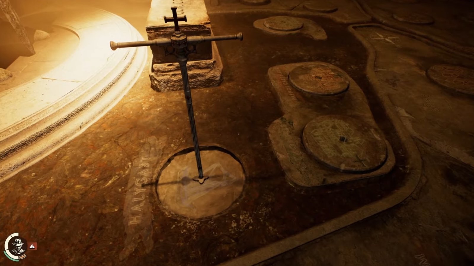 Indiana Jones and the Order of Giants screenshot featuring the first Sceptre puzzle solution.