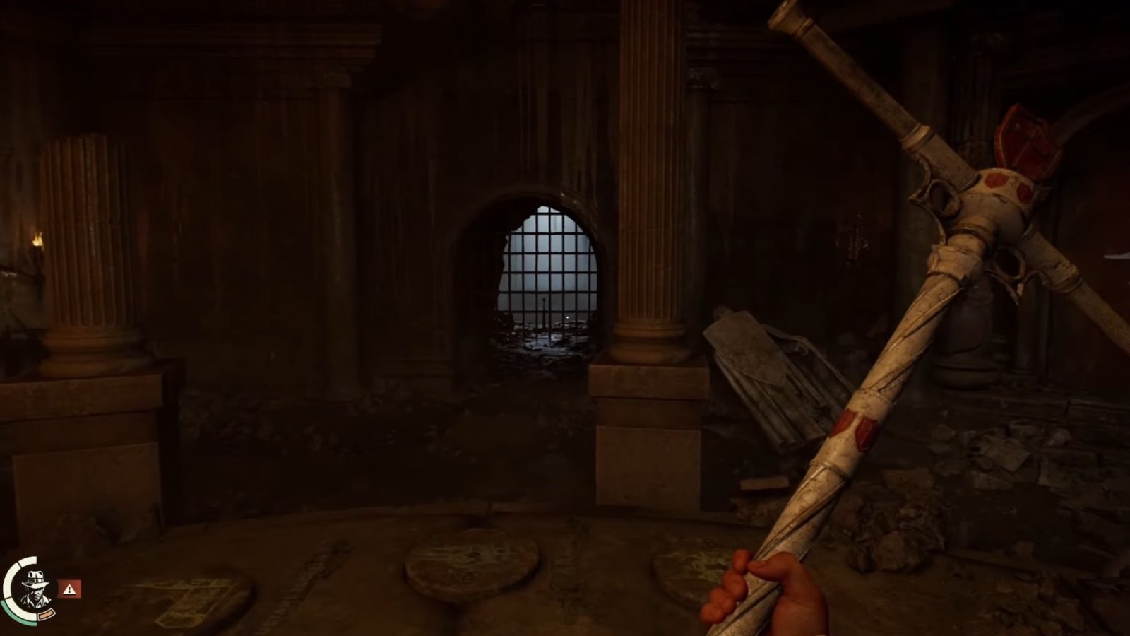 Indiana Jones and the Order of Giants screenshot featuring the room with the third and fourth Sceptres.