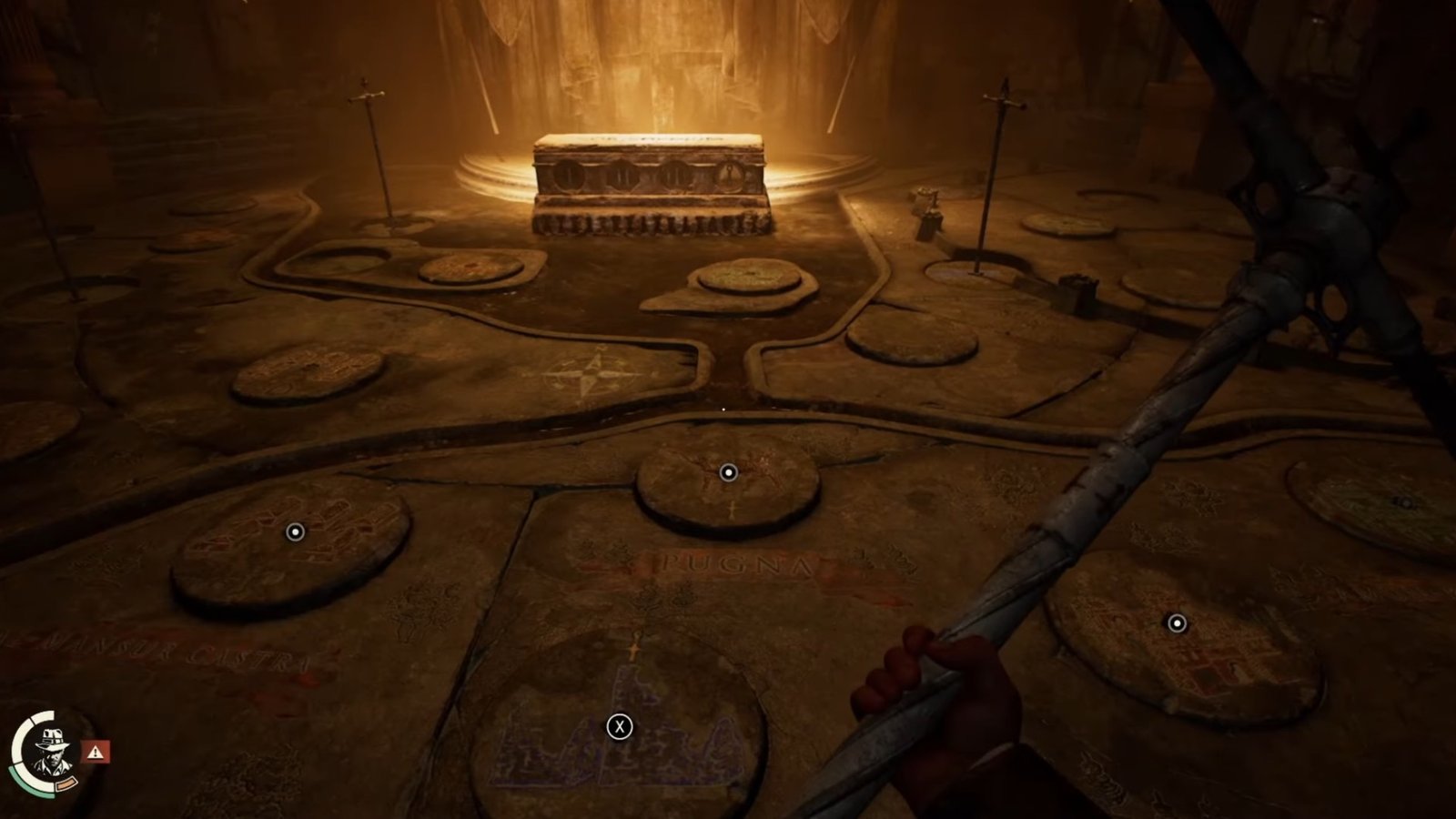 Indiana Jones and the Order of Giants screenshot featuring the third Sceptre puzzle solution.