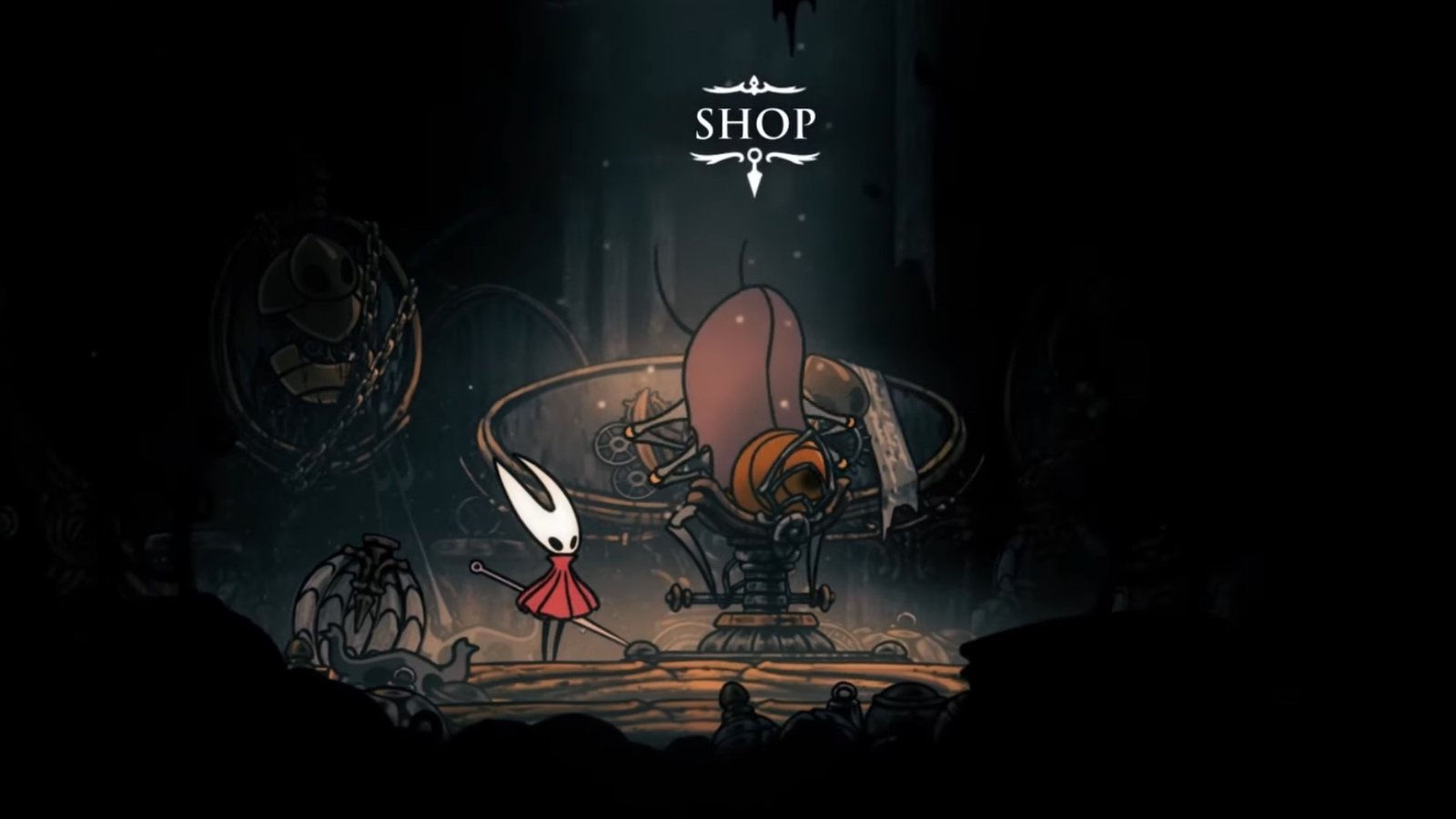 Hollow Knight: Silksong screenshot featuring Hornet at the Twelfth Architect's location.