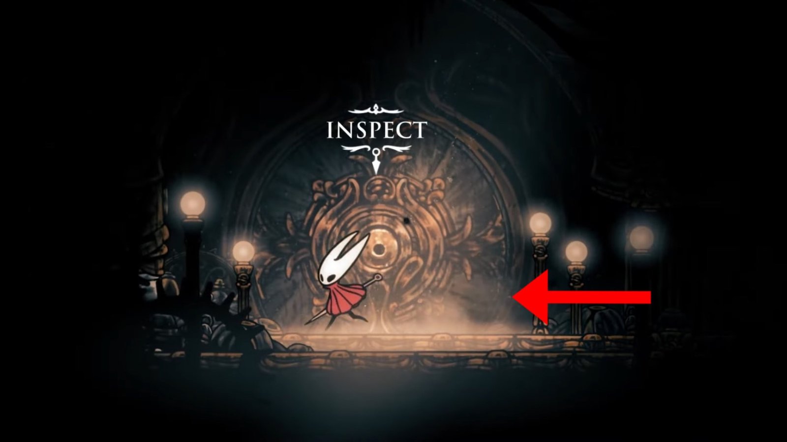 Hollow Knight: Silksong screenshot featuring Hornet at the Architect's Door, where the Architect's Key can be used.