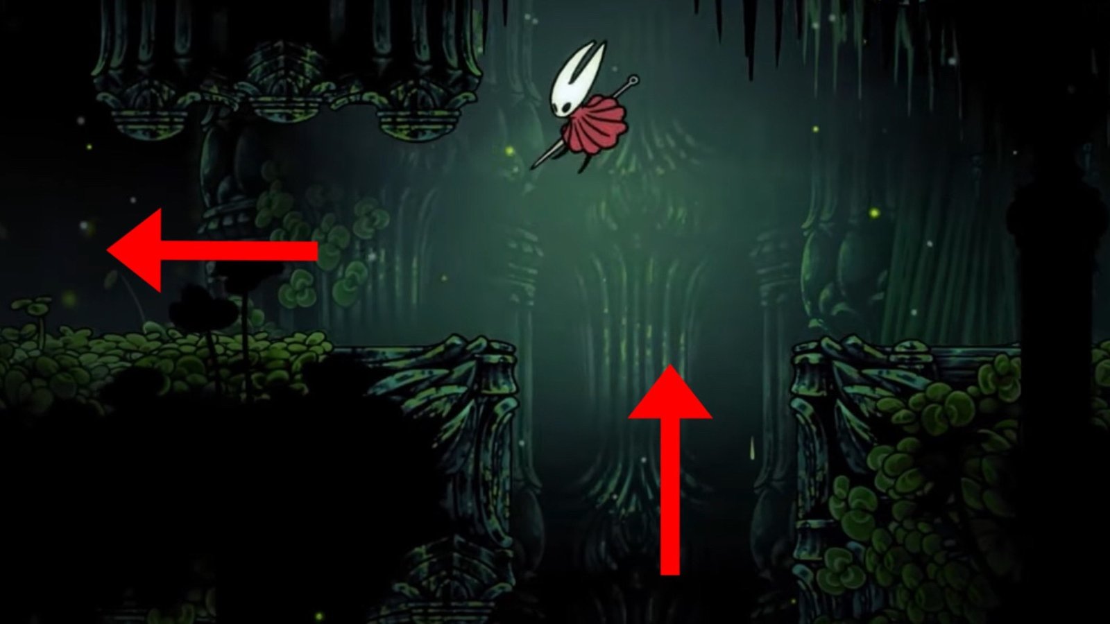 Hollow Knight: Silksong screenshot featuring Hornet heading towards the Green Prince's home.
