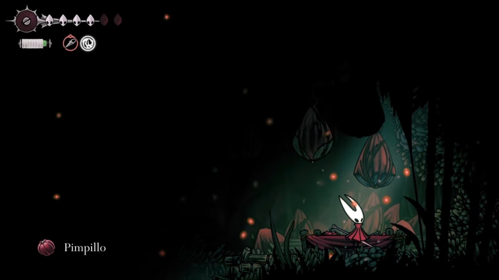 Hollow Knight: Silksong screenshot featuring Hornet constructing the Pimpillo Tool.
