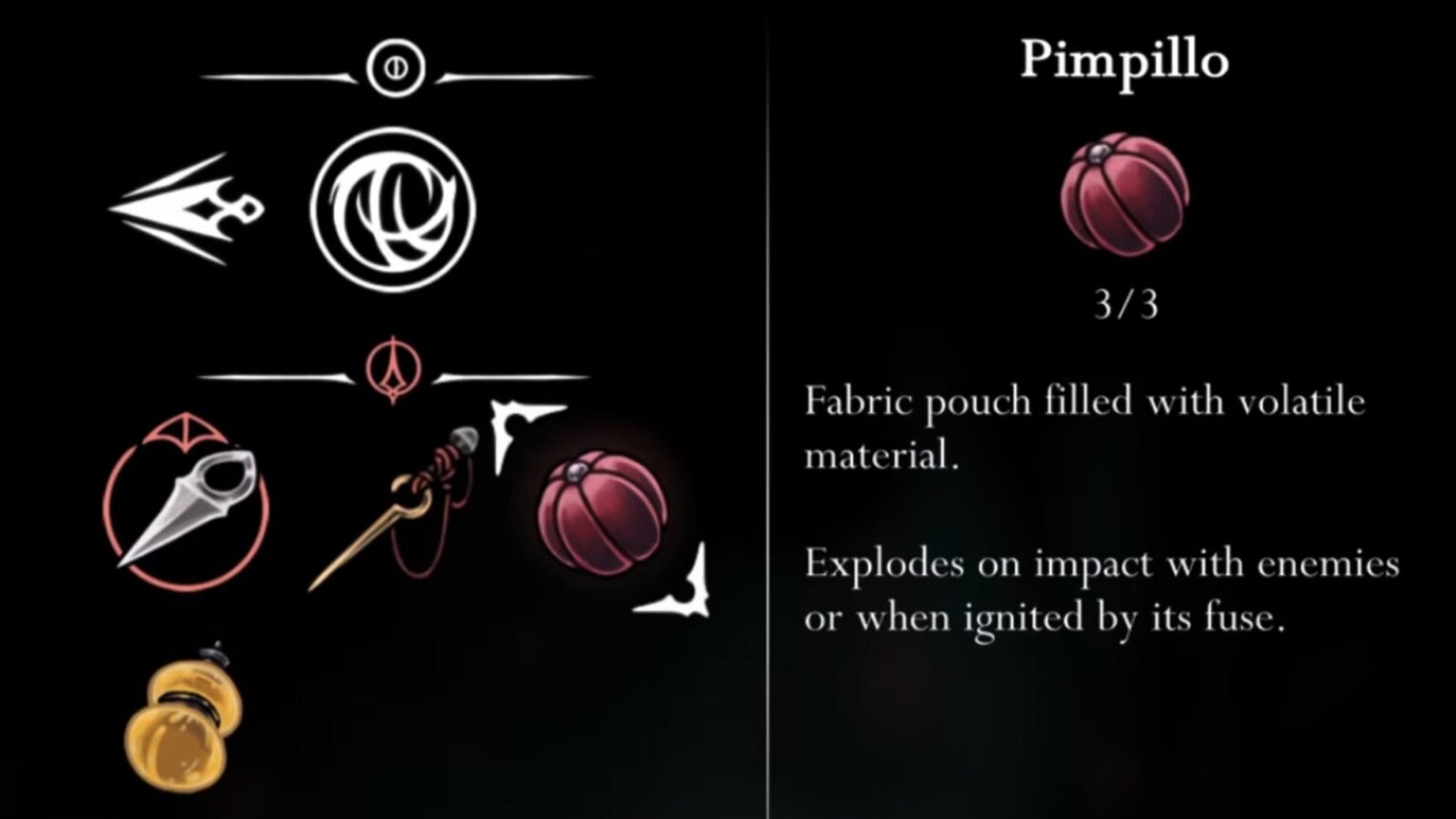 Hollow Knight: Silksong Pimpillo Tool.