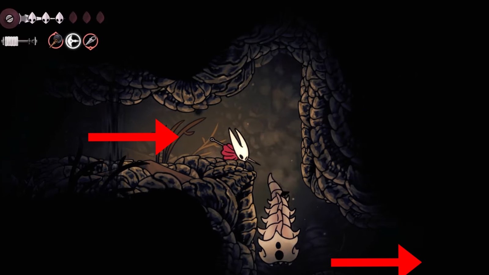 Silksong featuring Hornet heading right through the enemy blockage.