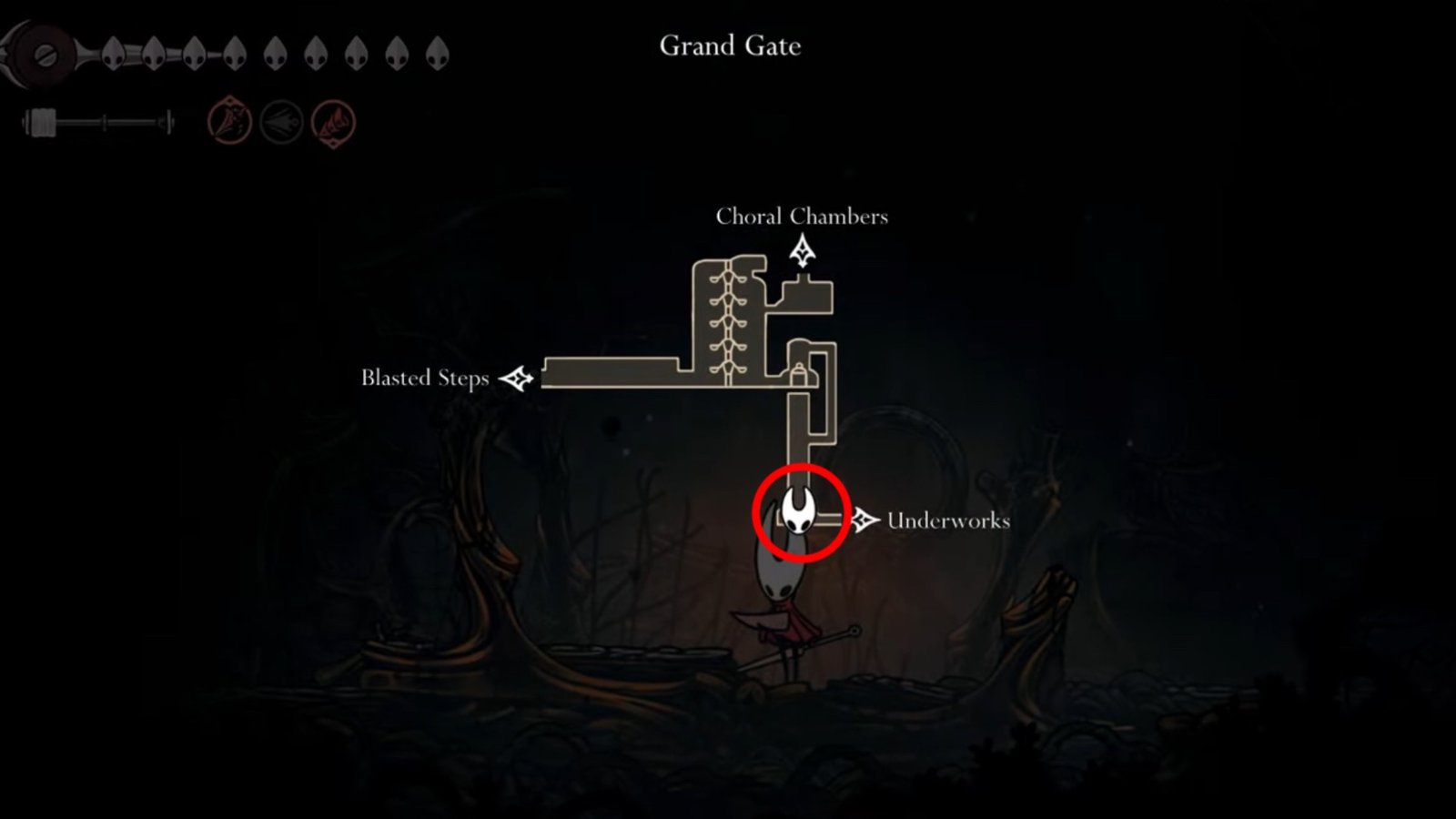 Silksong featuring the Grand Gate Map route