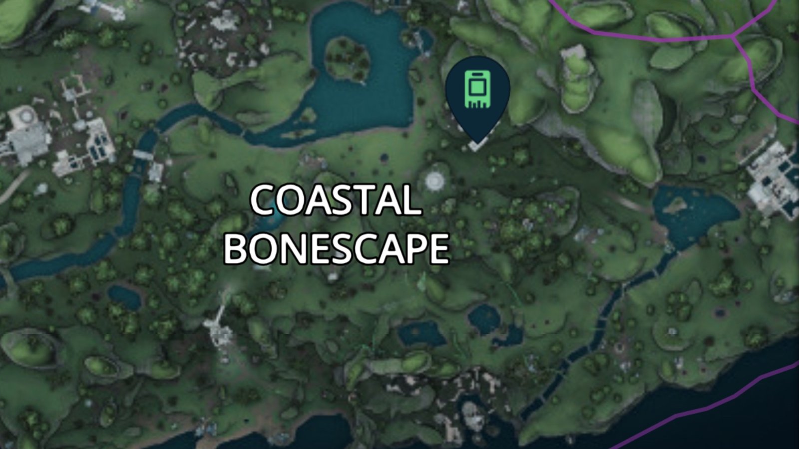 Borderlands 4 map featuring the Order Silo at Coastal Bonescape.