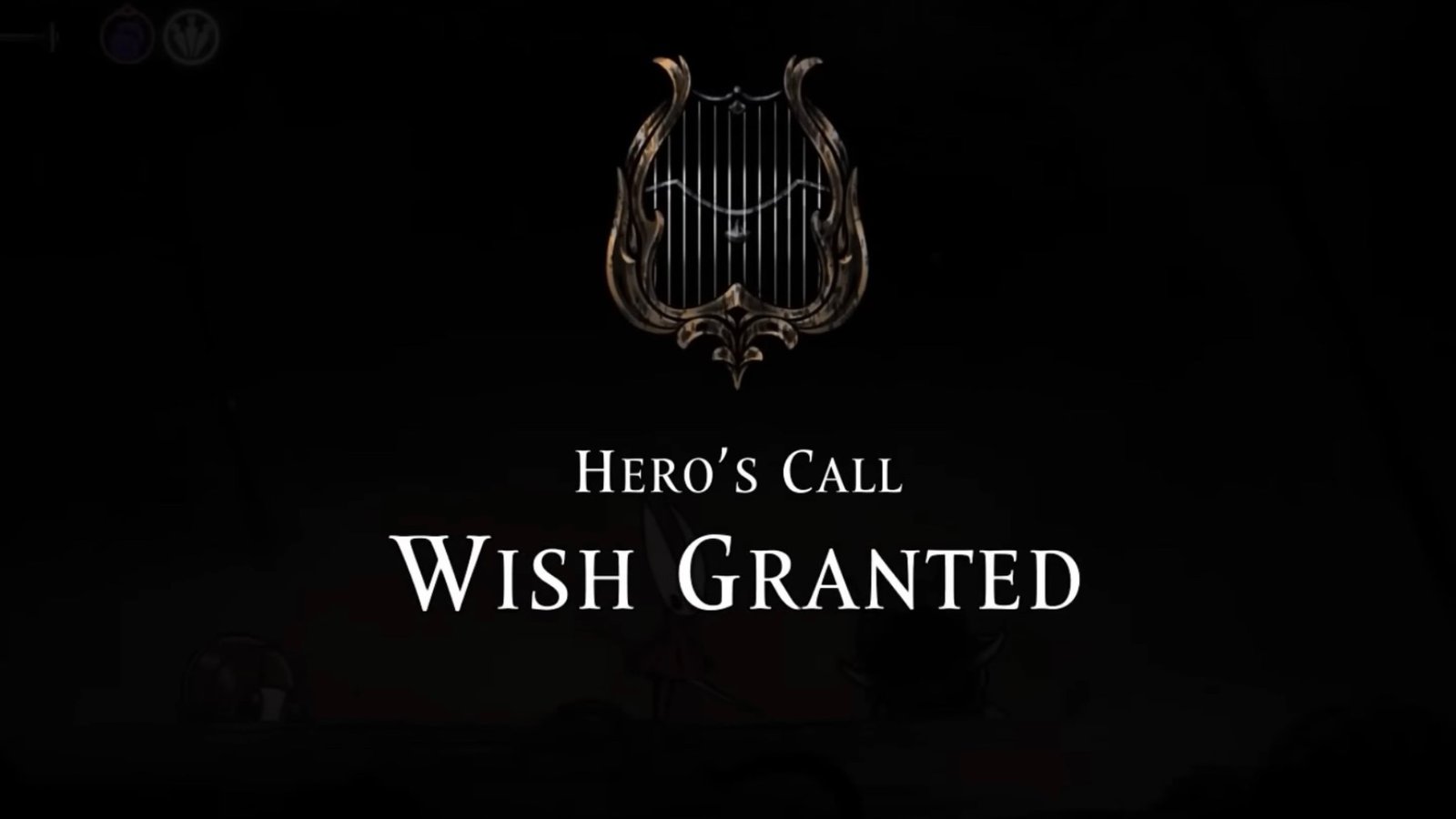 Silksong featuring Hero's Call Wish completion.