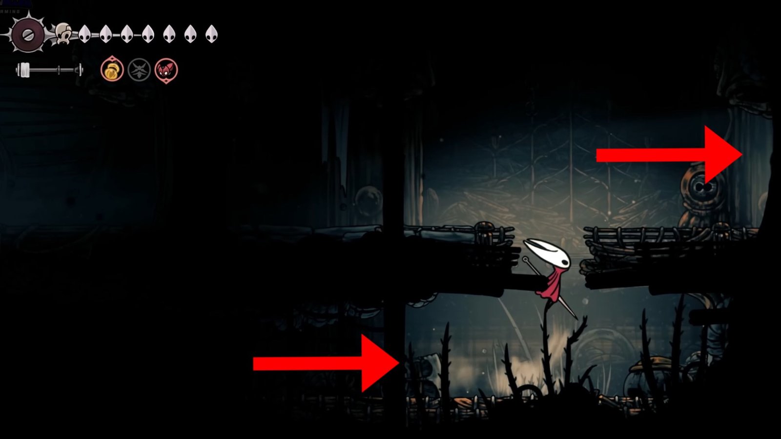 Silksong featuring Hornet heading towards the door with the Apostate Lock.