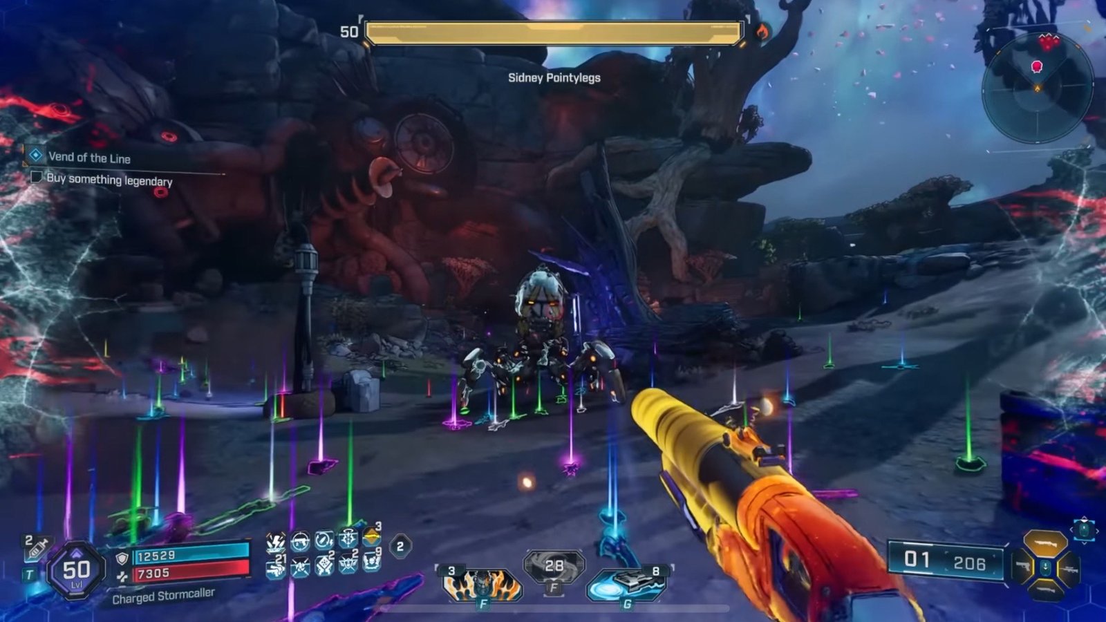 Borderlands 4 featuring the Sidney Pointylegs boss fight.